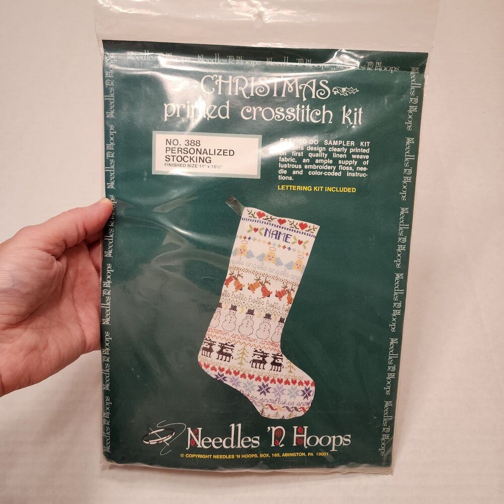 Counted Cross Stitch 16" Christmas Stocking Kit By Needles 'N Hoops Unopened Vtg